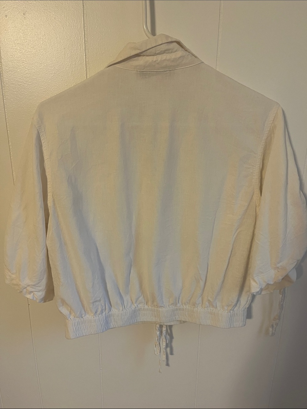 LOFT Cream Button-Front Drawstring Shirt Jacket - Picture 5 of 5